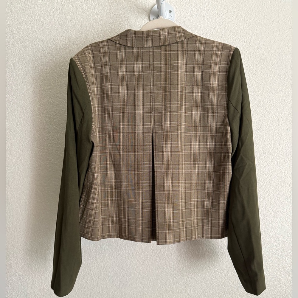 NWT Dolan Cropped Blazer with Plaid Accents - Picture 5 of 9